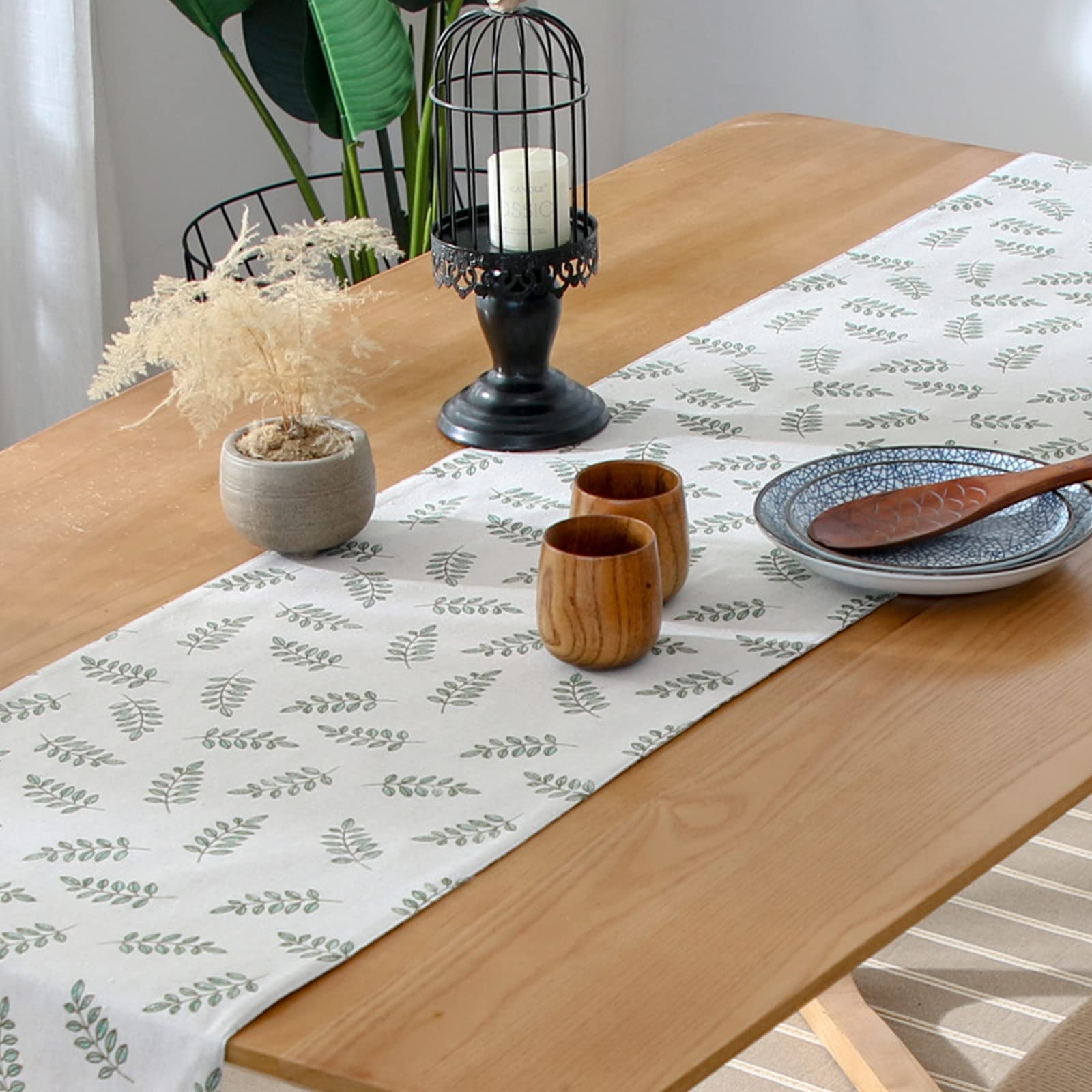 Runner da tavola a doppio strato, stile nordico, decorazione da tavolo per cucina, sala da pranzo, matrimoni, feste, 33 x 217 cm, elegante e versatile