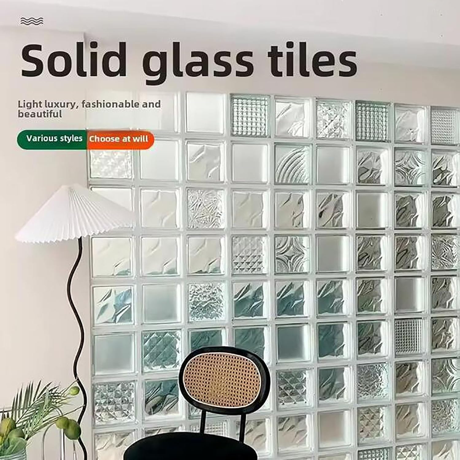 Glass Blocks, Transparency Ice Crystal Patterned Rectangular Solid Glass Brick Decorative Partition Wall Used in Building Fields Such As Wall Partitions, As Well As for DIY Lighting Fixtures Etc.(J)