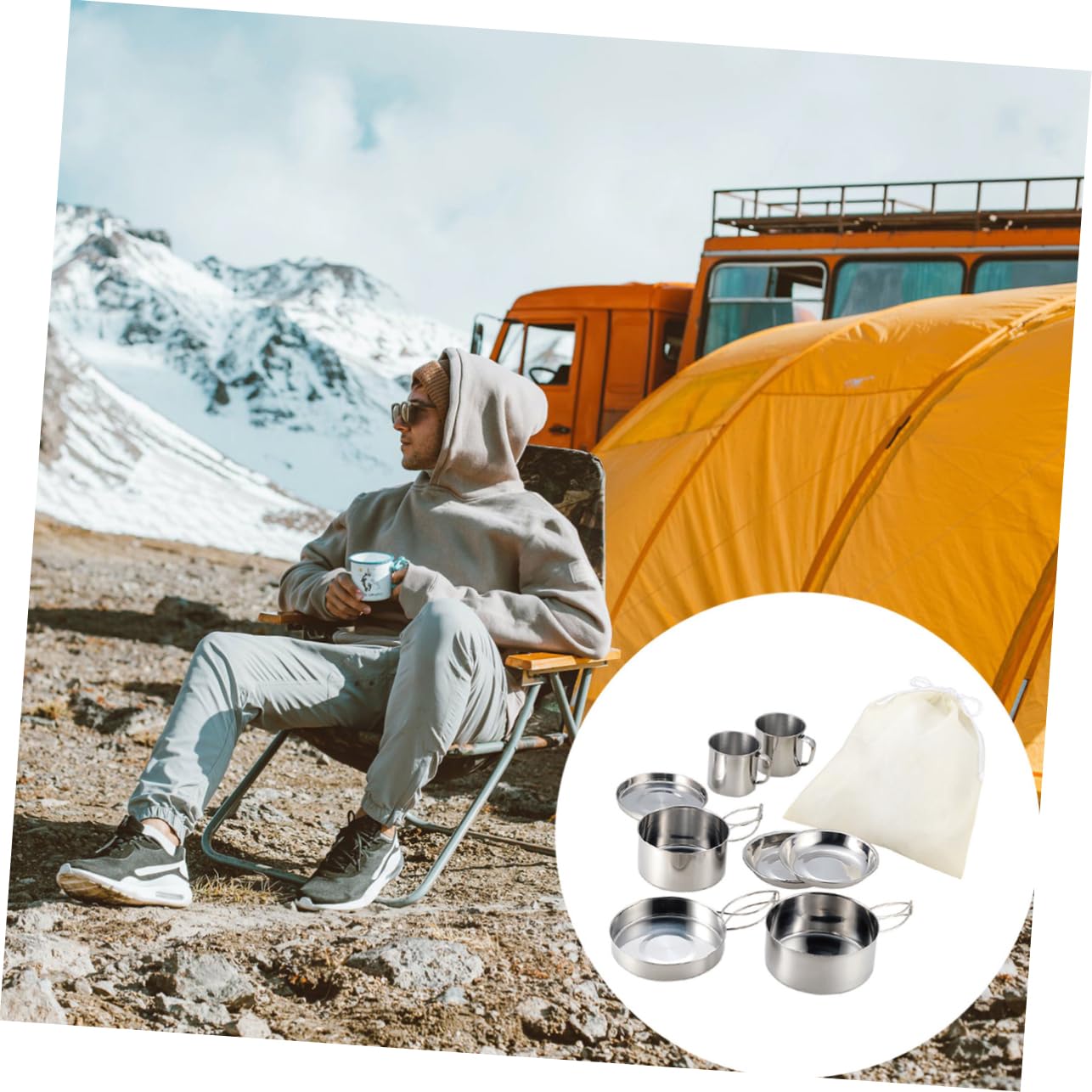 TOYANDONA Cuisine Portable pour Camping avec Tasses Assiettes Poêle Et Casserole pour Randonnée Et Activités Plein Air