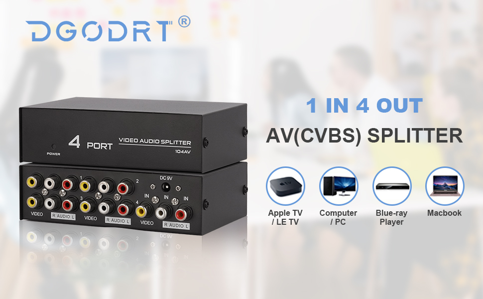 Amazon.com: 3 RCA Splitter 4 Way, 1 in 4 Out AV Splitter