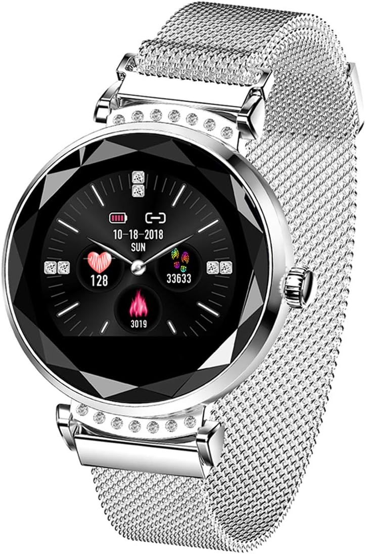 Fashion Female's Smart Watch, Women's Heart Rate Monitor, Sleep Wristband for iOS Android Smartphones, Silver