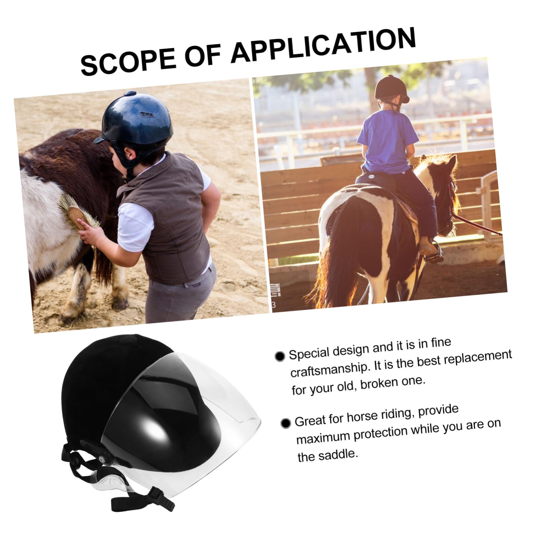 Casco de Equitación para Niños, Abs Negro, Ajuste Fácil