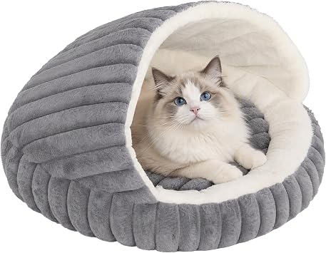 PawHut Cat Bed for Indoor Kittens w/Non-Slip Bottom, 50 x 50 x 32 cm, Grey