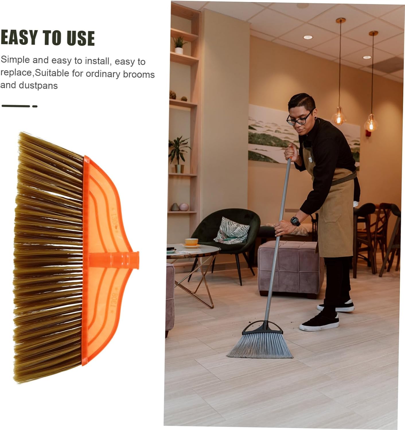 OUNONA Plastic Broom Head Replacement Household Sweeper Head for Indoor/Outdoor Cleaning Compatible Standard Brooms Sturdy and Easy to Install