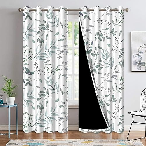 Miniatura 18 de Cortinas opacas de 52x84 pulgadas - Aisladas térmicamente y con bloqueo de luz para dormitorio y sala de estar, cortinas de ventana con estampado