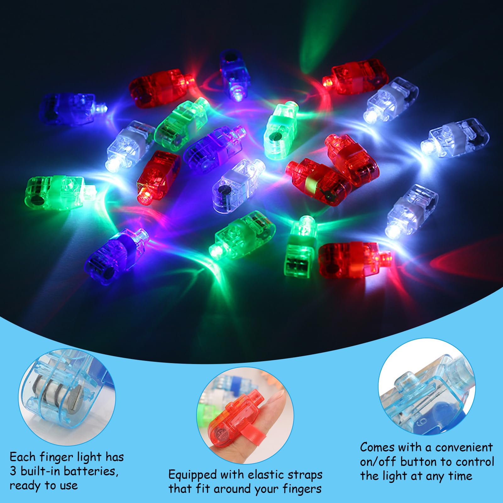 HhBdy 48 Pezzi Luci da Dito, Giocattoli Illuminati a LED Multicolore Bastoncini Luminosi Divertente Addobbi di Carnevale Luminoso per Matrimoni Festival Musicali Feste di Compleanno