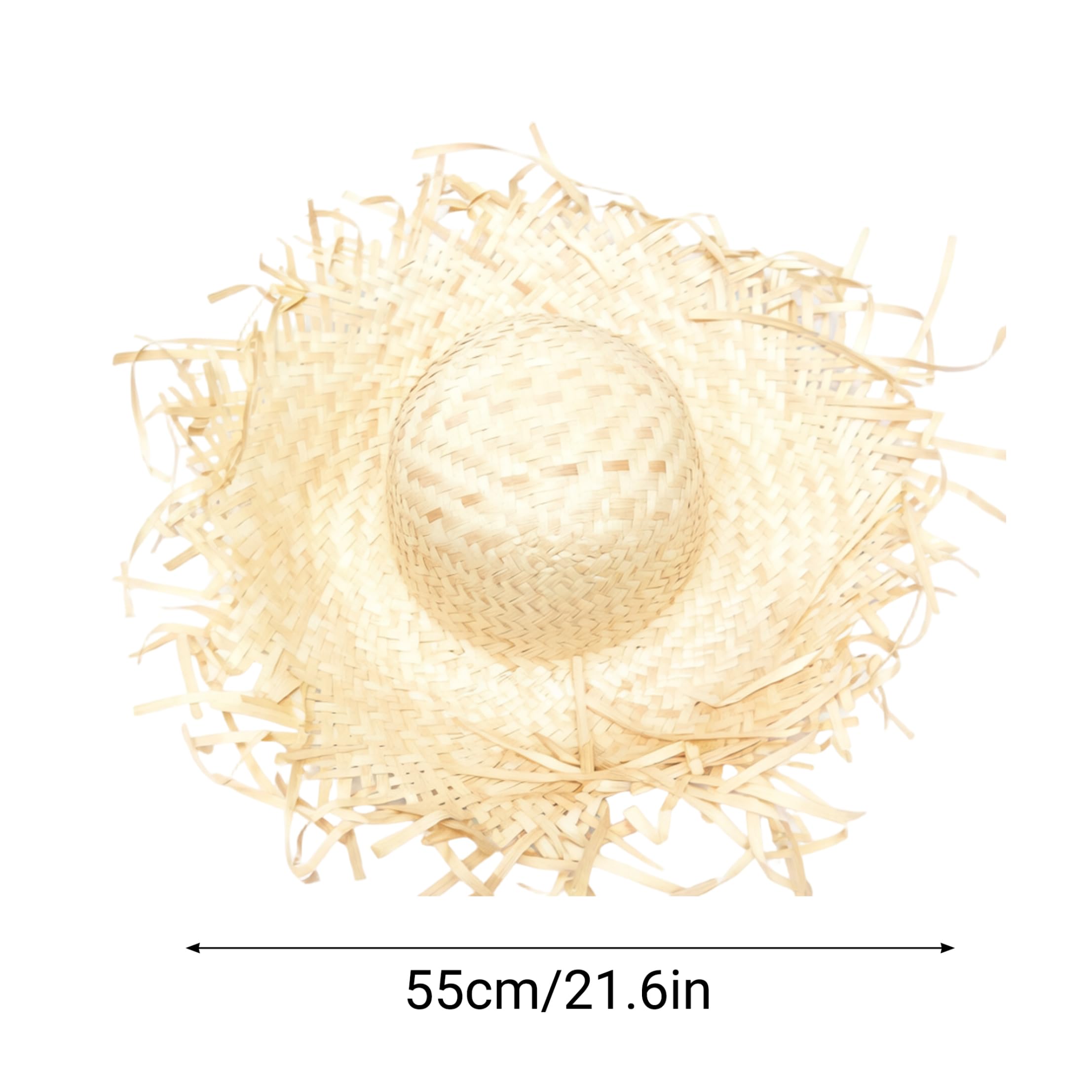 Cappello di paglia pava intrecciato da 2 pezzi con nappa per la spiaggia