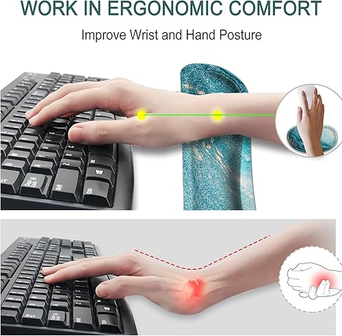 Miniatura 2 de Reposamuñecas para teclado ampliado, kit ergonómico de reposamuñecas para teclado y mouse con cojín de espuma viscoelástica, soporte cómodo para el