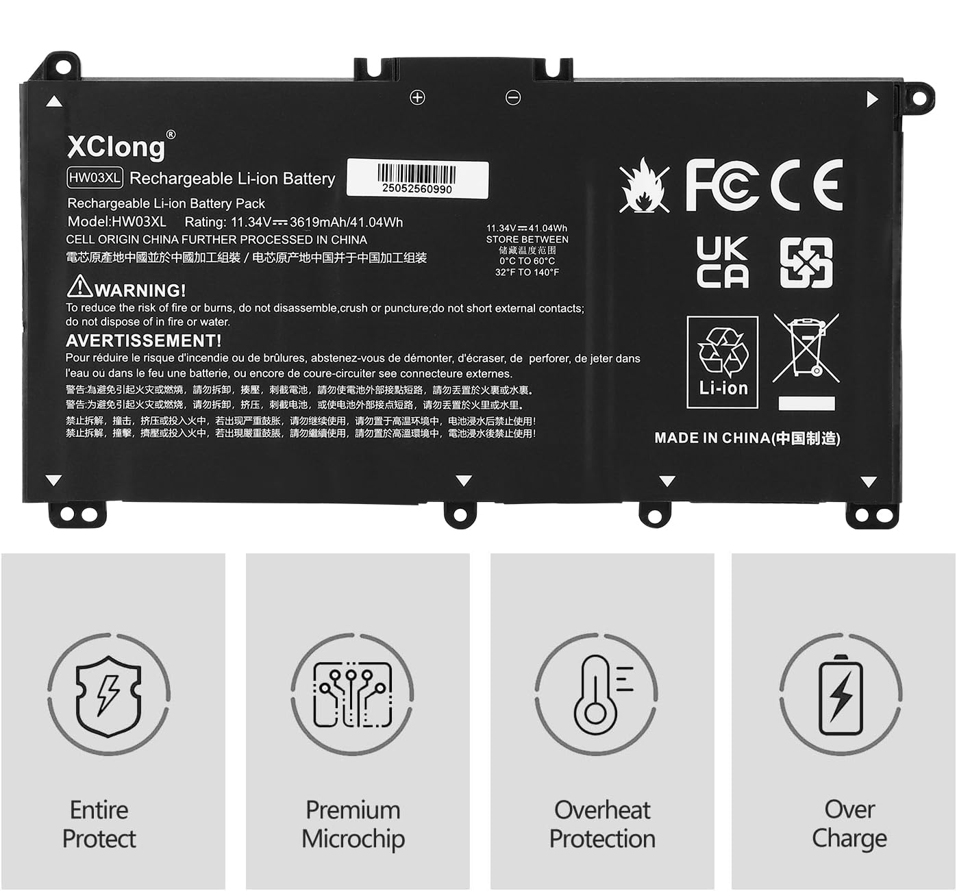 41.04Wh HW03XL Laptop Batteria per HP Pavilion 17-CN 17-CP 15-EH 15-EG 15-eg0000 15-eh000 17-cn0000 17-cp0000 L968877-1D1 L97300-005 L96887-421 HSTNN-OB2A HSTNN-LB8U HSTNN-IB90 11.34V