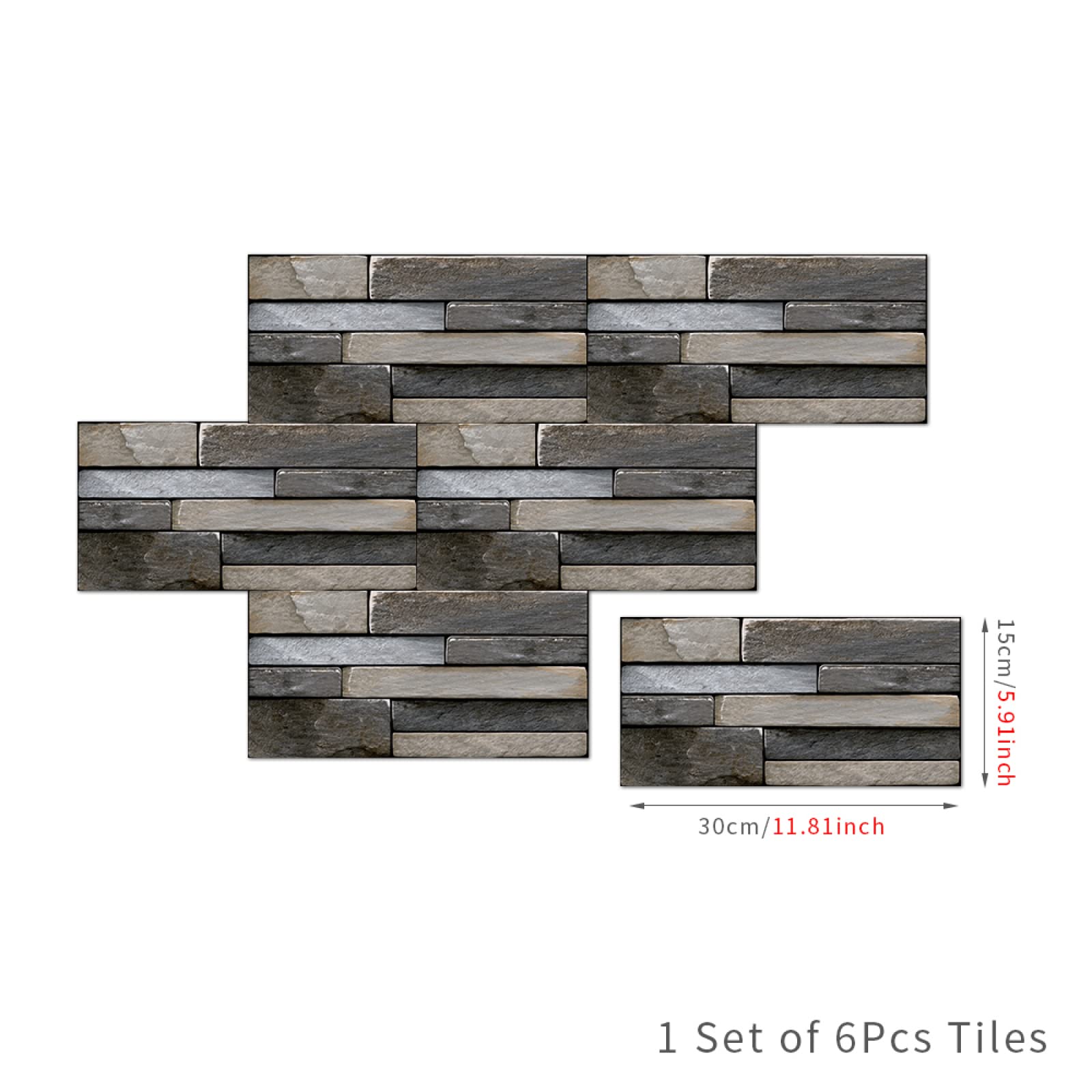 Baldosas Adhesivas Brillo Retro Marrón Gris Suelo Vinilo Autoadhesivo Vinilo Impermeables Panel Revestimiento Ducha para Baño Cocina Gabinete Muebles Decoración Azulejos Adhesivos 30x15cm /24 Piezas
