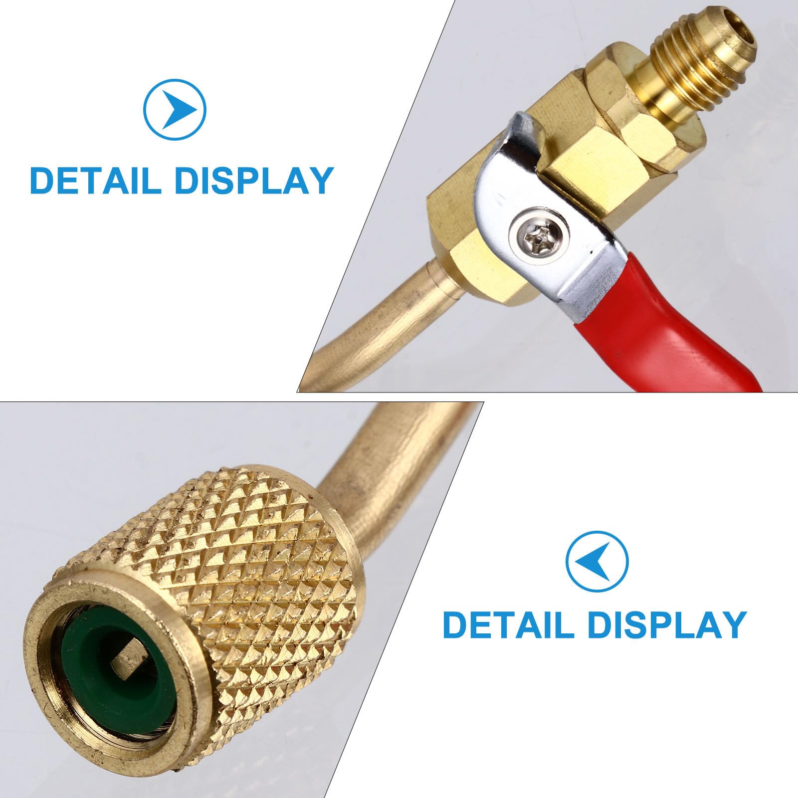 NUOBESTY Raccord Frigorifique 3 Pièces en Cuivre Vanne à Bille Coudée 45 Degrés, Facile à Installer, Adapté pour Manifold et Réfrigérants de Climatisation Automobile