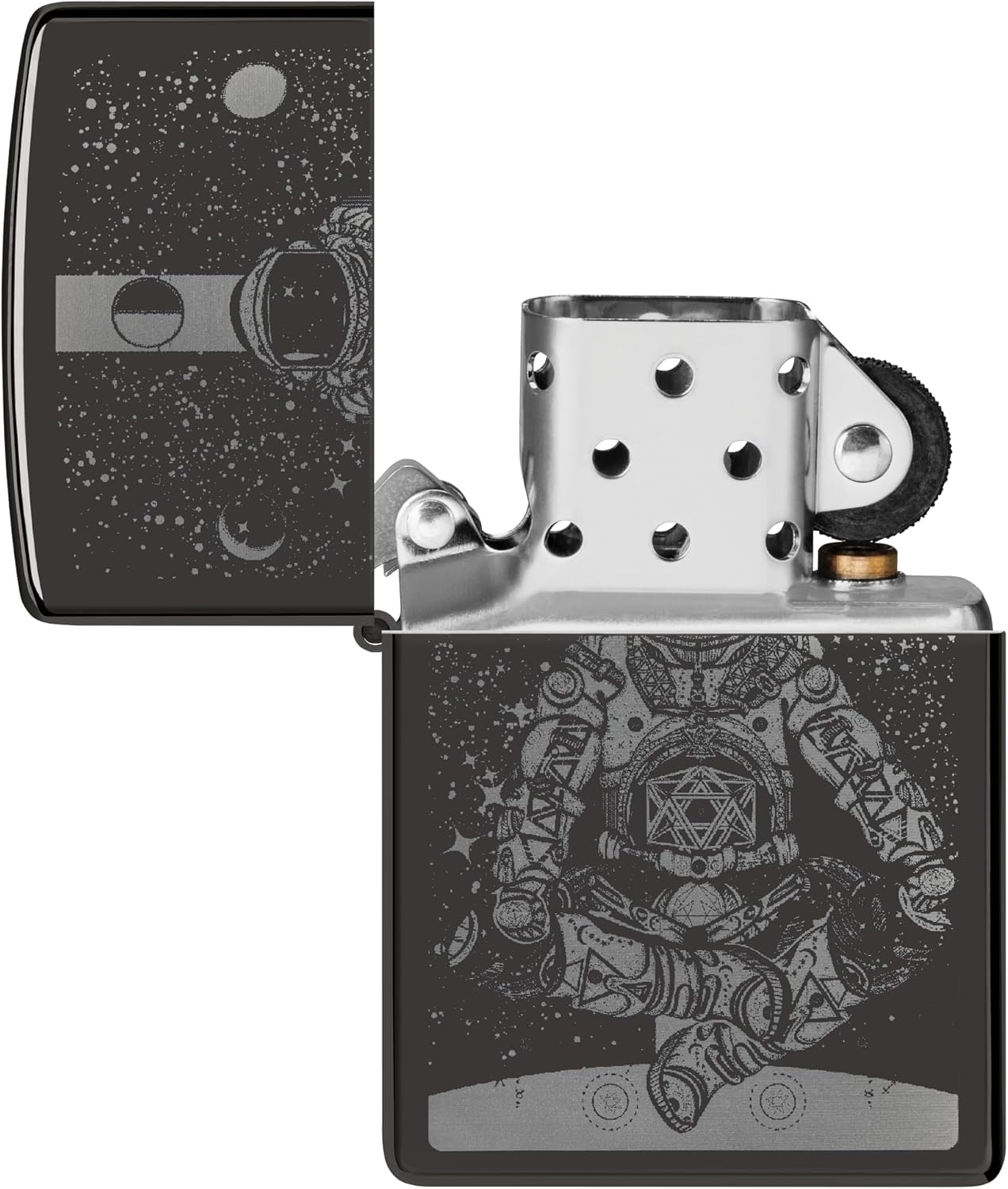 Zippo Lighter: Astronaut in Space, Photo Image - High Polish Black 46106