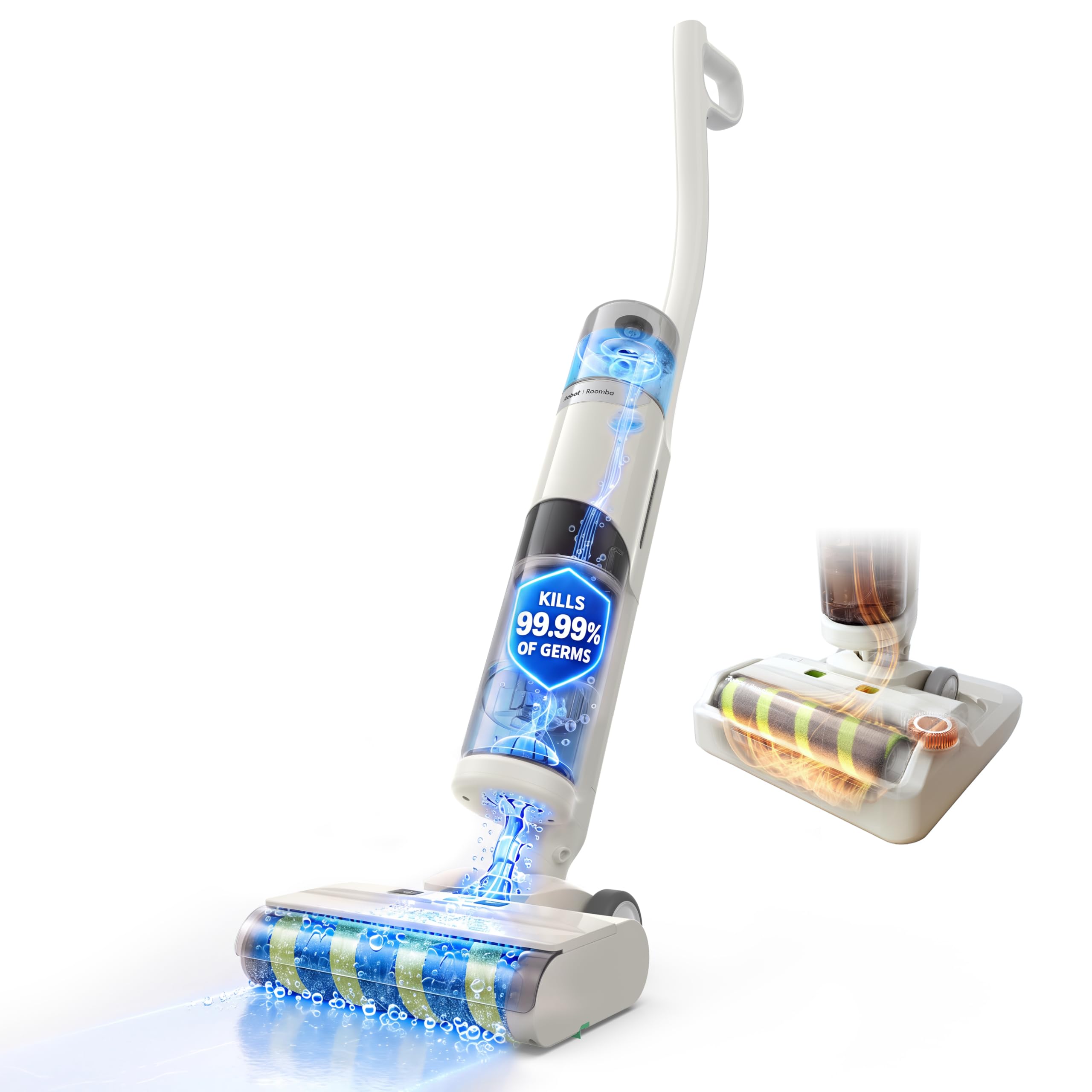 Roomba Electro 5in1 Disinfecting Hard Floor Cleaner, Kills 99.99% Germs & Bacteria, Vacuum, Mop & Sanitize in One Pass, Cordless, Non-Toxic, Self-Sanitizing Roller Mop, Heated Self-Cleaning Dock