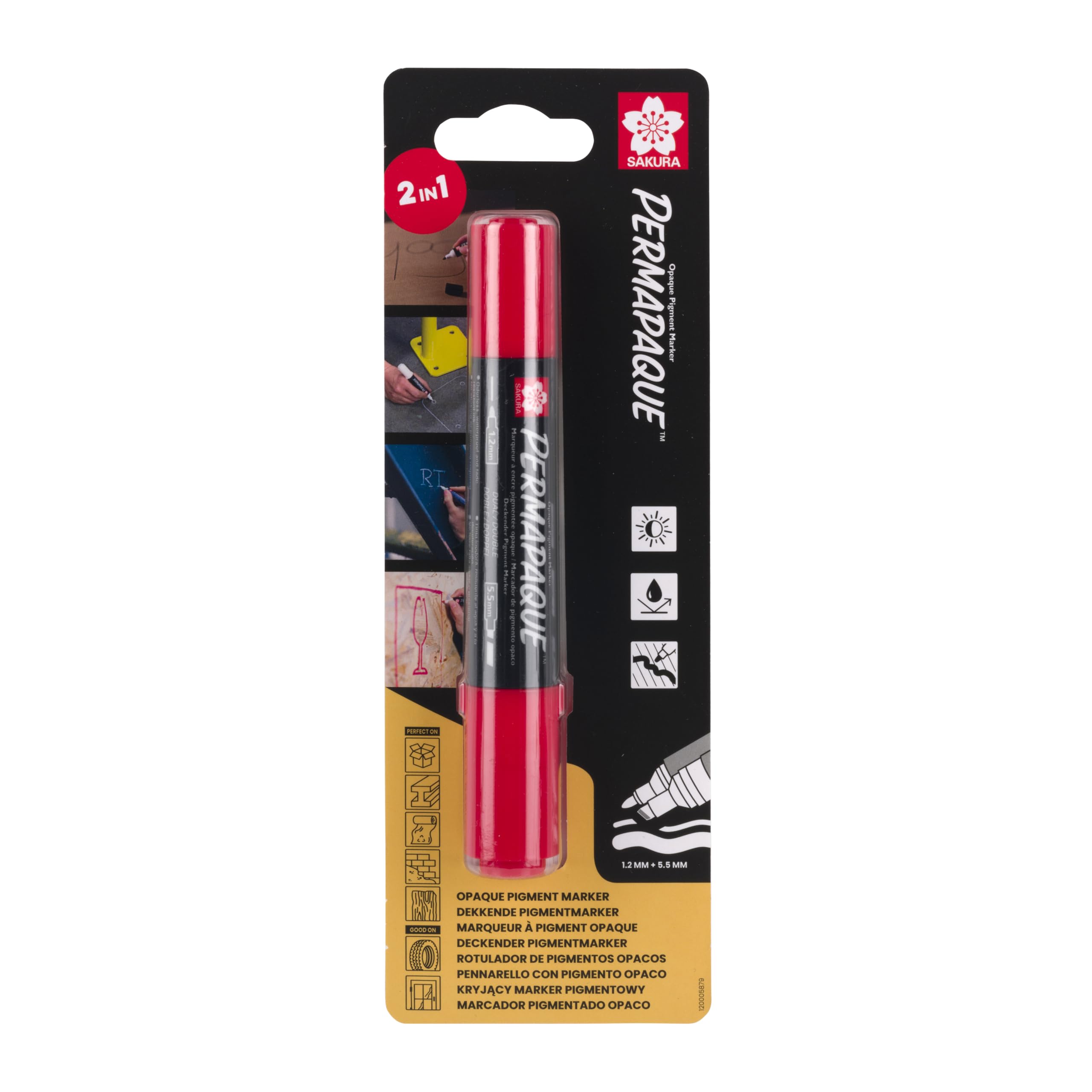 Marqueur Permapaque Rouge Sakura à Double Pointe pour Feutre Multi-surfaces - 5
