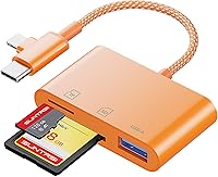 Vista 8 de Lector de Tarjetas SD para iPhone iPad Cámara con USB C, Lector de Tarjetas de Memoria USB 3.0 con Ranura Dual Soporta Tarjetas SD/TF Visor