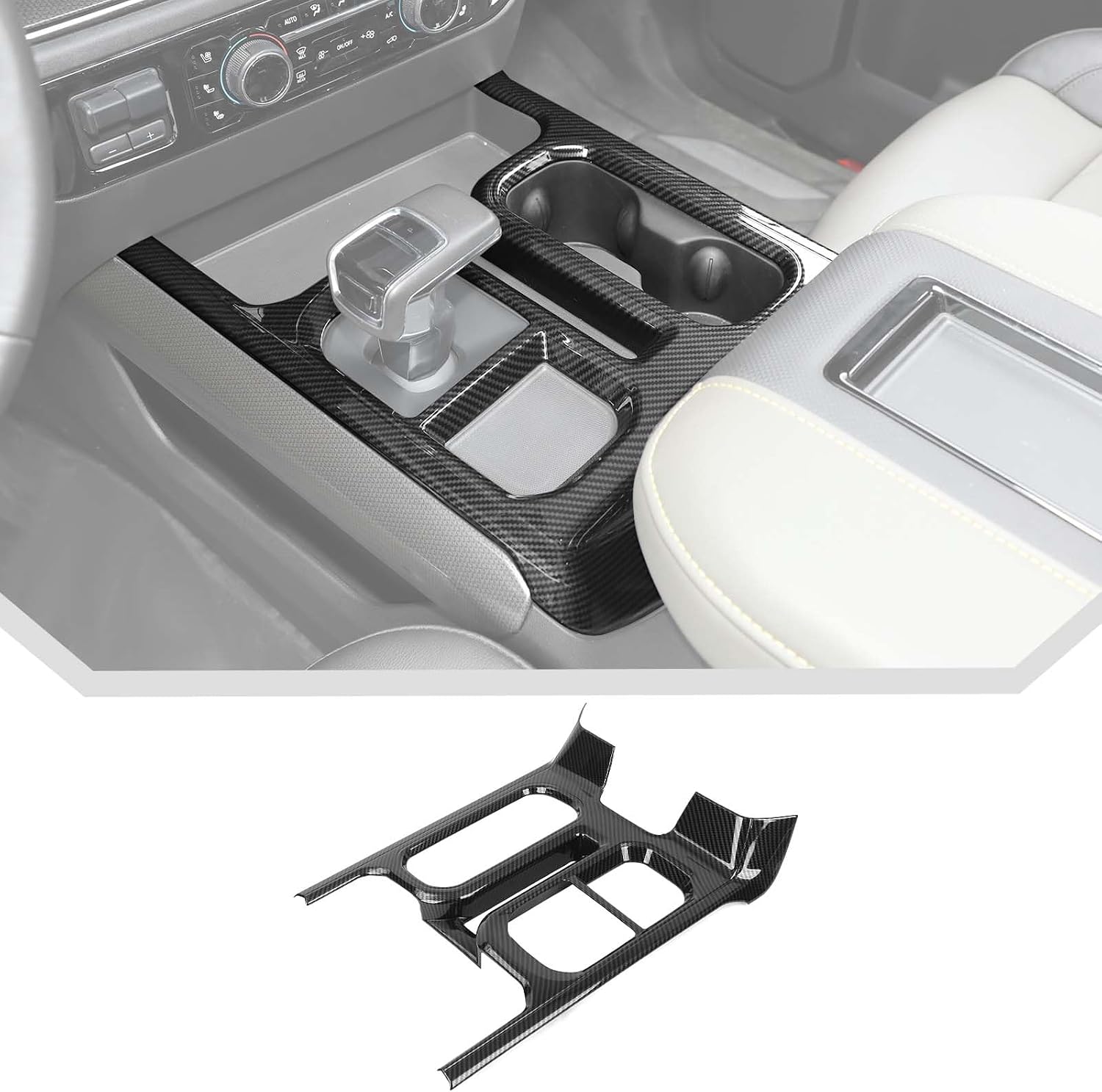 JeCar for Silverado Carbon Fiber Interior Center Console Gear Shift Panel Trim Cover for 2022 2023 2024 Chevrolet Chevy Silverado Interior Accessories