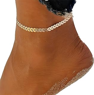 خلخال للنساء من فاركلى ، مطلي بالذهب عيار 14 قيراط، خلخال انيق مطرز و مناسب للشاطئ، مجوهرات هدية للامهات والبنات المراهقات