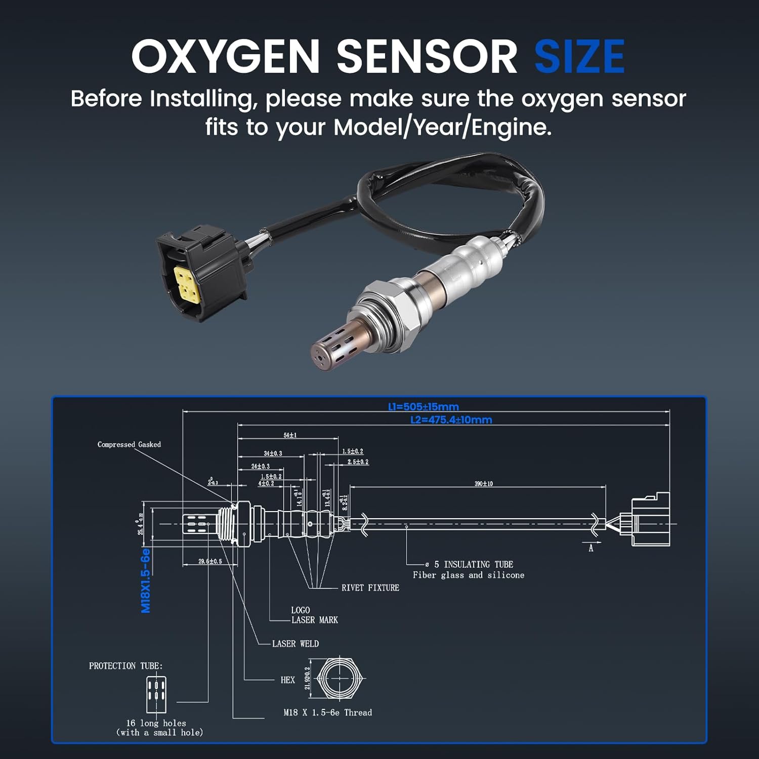 Oxygen O2 Sensor 234-4588, Compatible with Dodge Caravan/Grand Caravan, Ram 1500/2500/3500, Compatible with Jeep Grand Cherokee, Oxygen Sensor Replaces 56028995AA, 56029050AA7, 1PCS