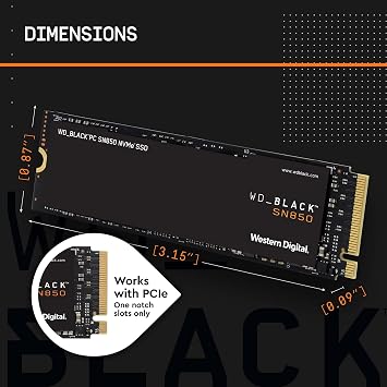 Western Digital Internal SSD PCI-Express Connectivity WD BLACK SN850 Series WDS100T1X0E 1TB /M.2