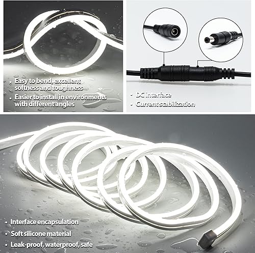 Miniatura 5 de Luz de maquillaje estilo Hollywood, luz LED de neón blanca ultra brillante de 10 pies, tira de luces de control táctil regulable, para tocador de