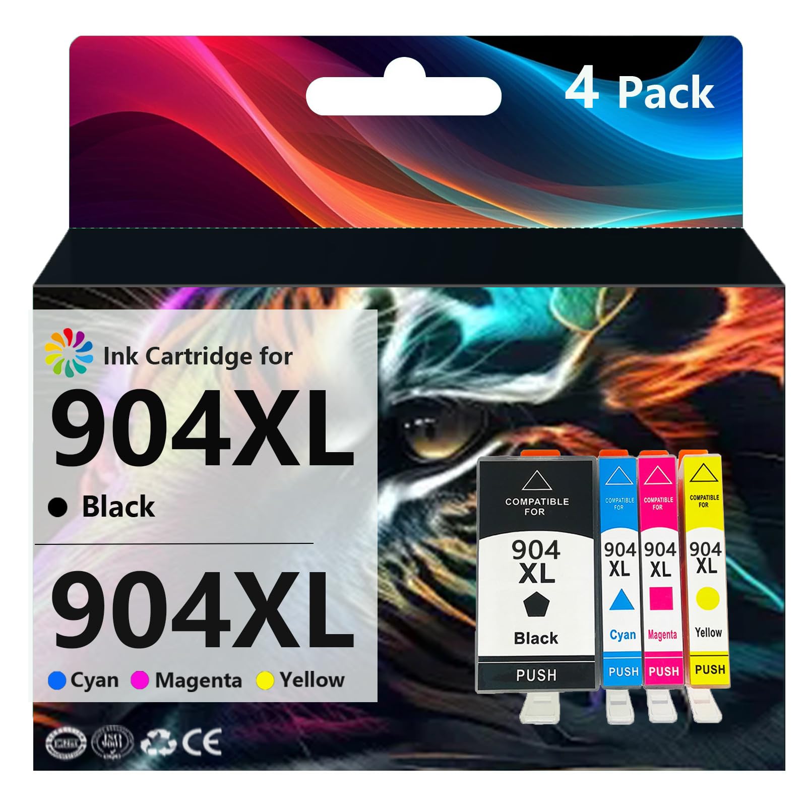 ERNITH 904XL Ink Cartridges Compatible for HP 904 XL Ink Cartridge Compatible for HP OfficeJet Pro 6970 Printers (1 Black, 1 Cyan, 1 Magenta, 1 Yellow