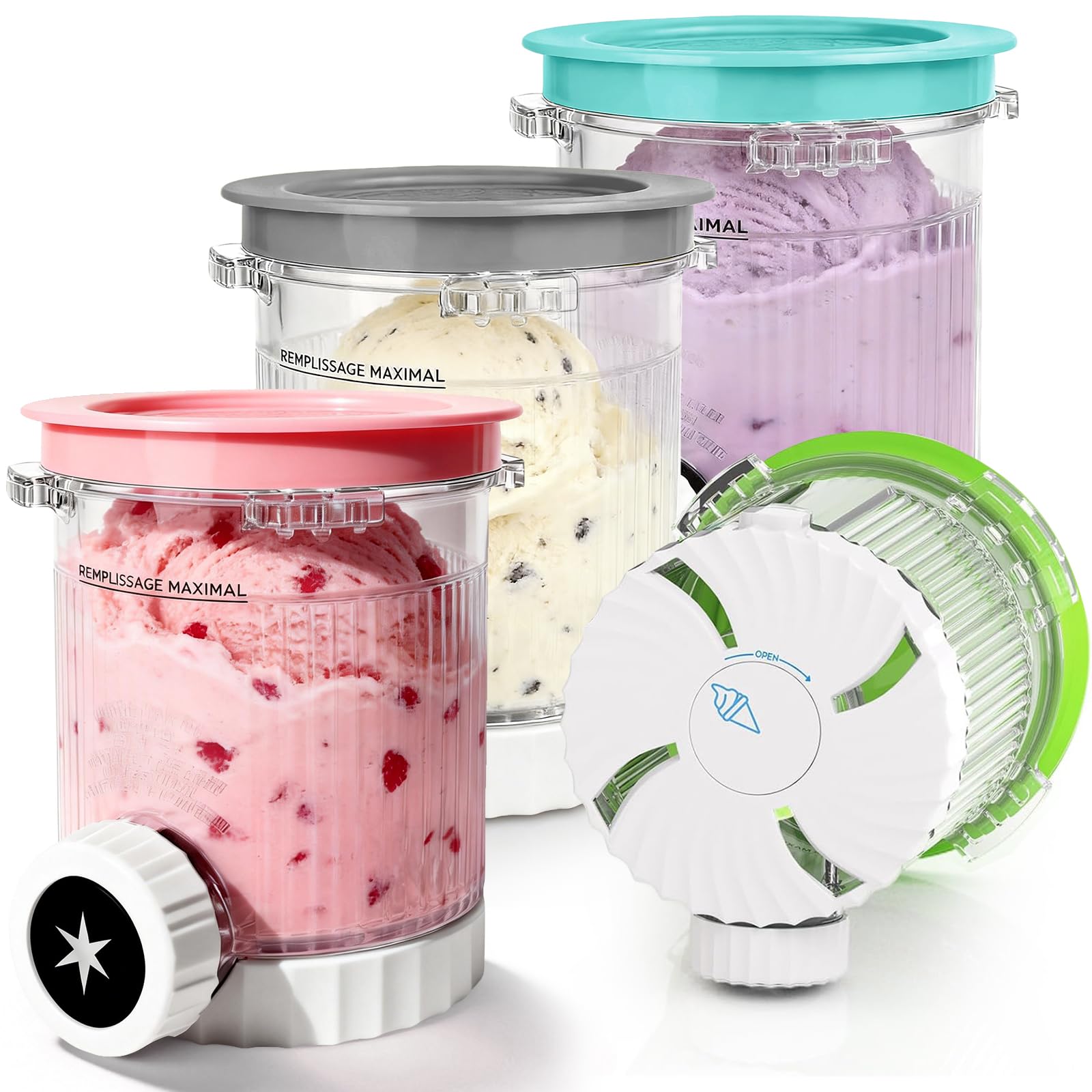 Pack of 2 Pint Containers for Ninja Swirl CREAMi