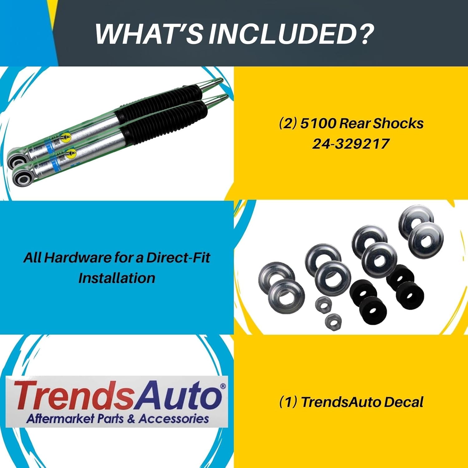 5100 Series Rear Pair of Monotube Shocks fits 2022-2024 Tundra 4WD with 0-1" Rear Lift | Improves Ride Quality, Handling & Comfort | Includes TrendsAuto Decal