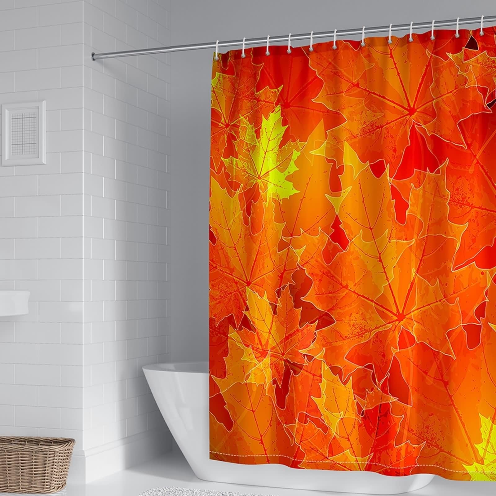 Rideau de douche feuilles d'érable pour créer une ambiance d'automne chaleureuse
