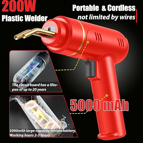 Miniatura 2 de 200W Cordless Plastic Welder, Plastic Welding Kit with 1200PCS Hot Stapler, USB Rechargeable Plastic Welder Gun with 5000mAh Battery, Plastic Weld