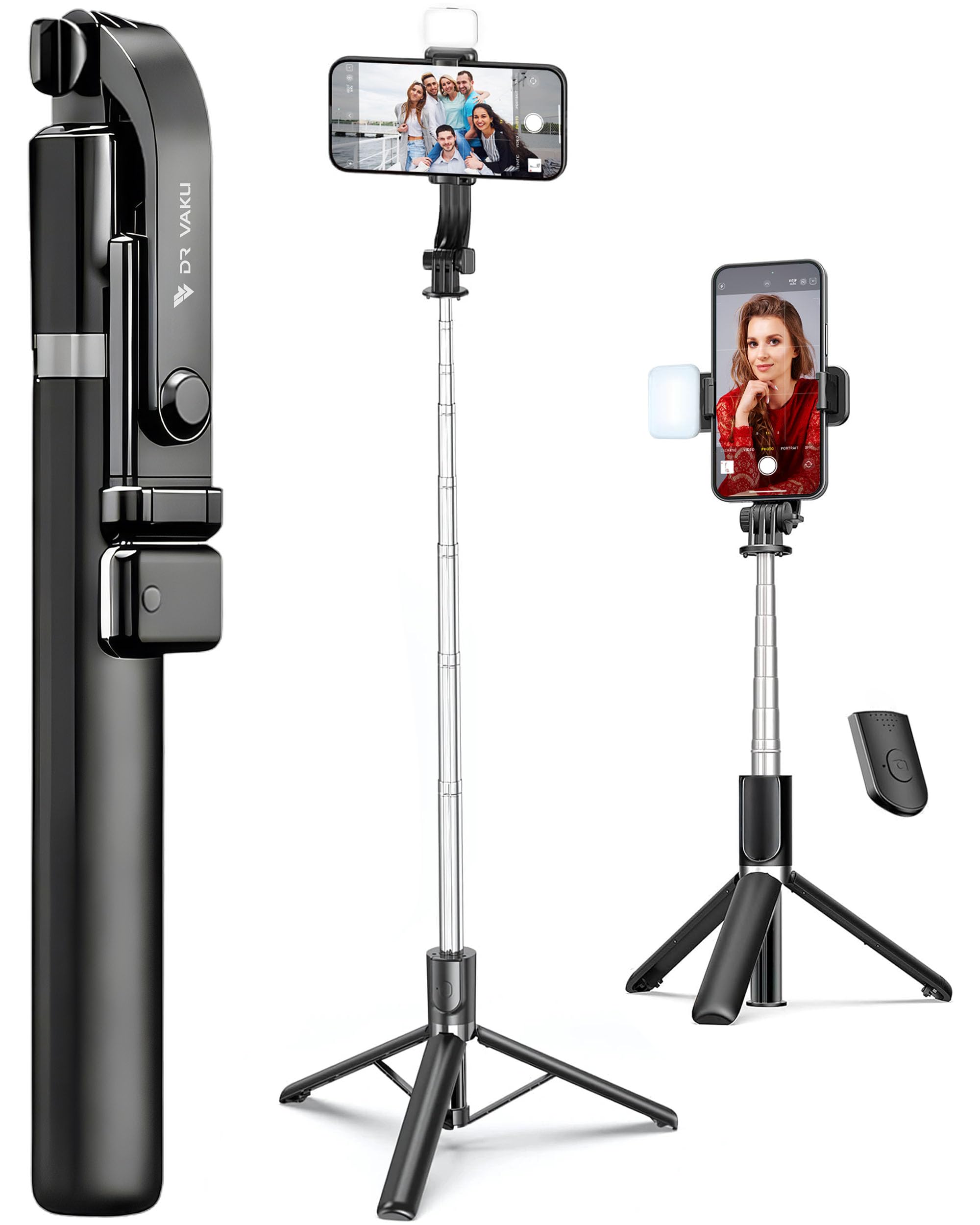 DR VAKU® Selfie Stick Tripod Stand with Fill Light & Wireless Remote, 69.6 inch/174CM Extendable Bluetooth Long Selfie Stick Compatible with iPhone & Android, Best for Vlogging, Reels & Travel-picture-27