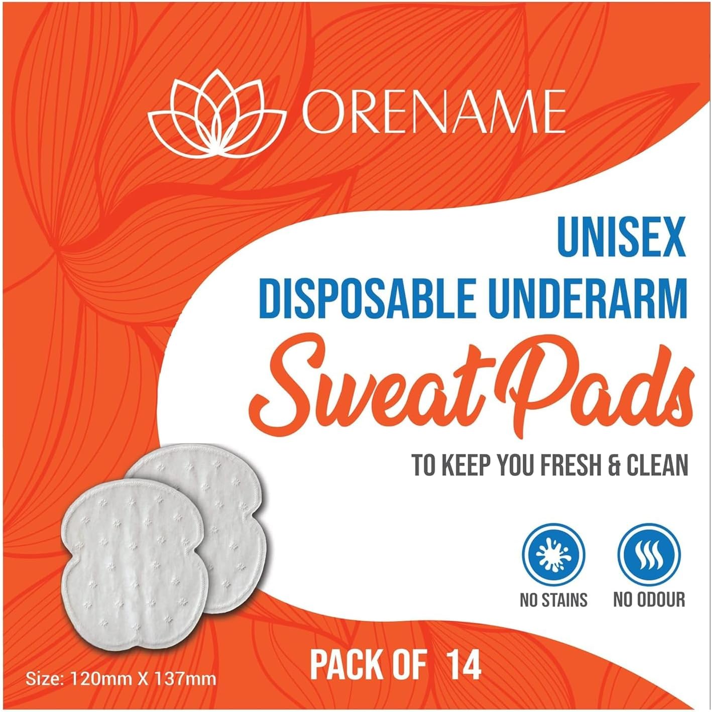 disposable underarm sweat pads for women and men sweat absorbent stain proof odour control skin friendly safe on fabrics highly absorbent sweat pads cotton anti allergic (pack of 14 pcs)
