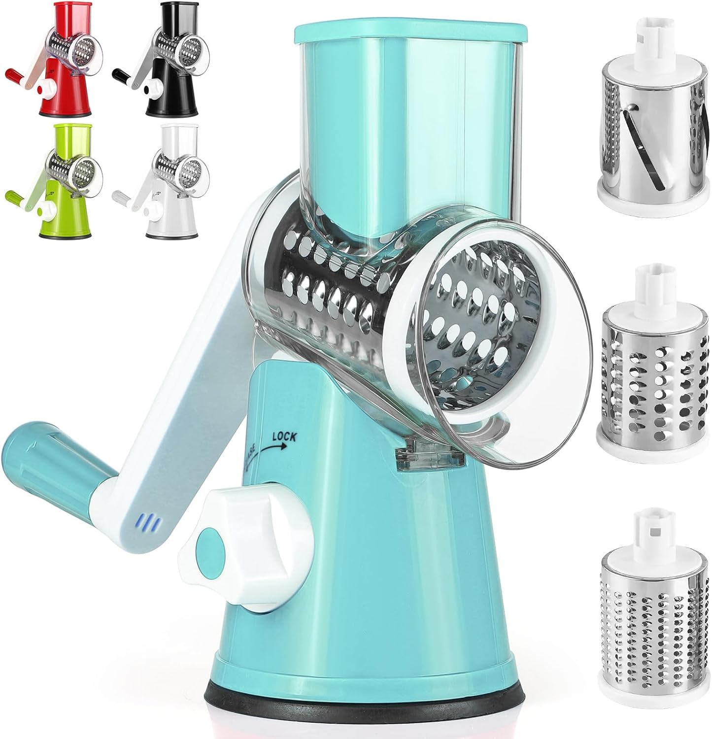 Dreamhigh® Cheese Grater with Crank, Vegetable Cutter with 3 Stainless