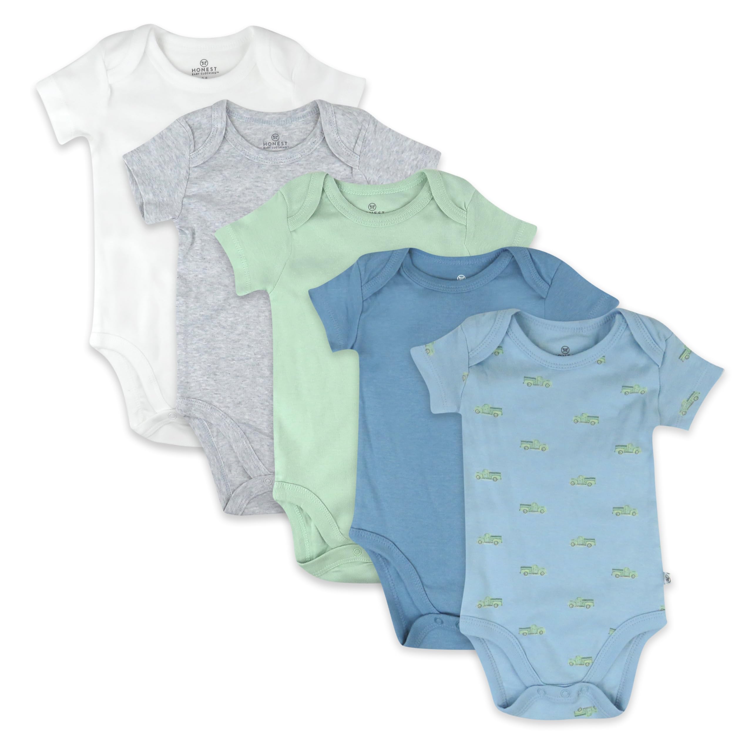 HonestBaby Pack de 5 bodis de manga corta de una pieza 100% algodón orgánico para niños pequeños, niñas, unisex