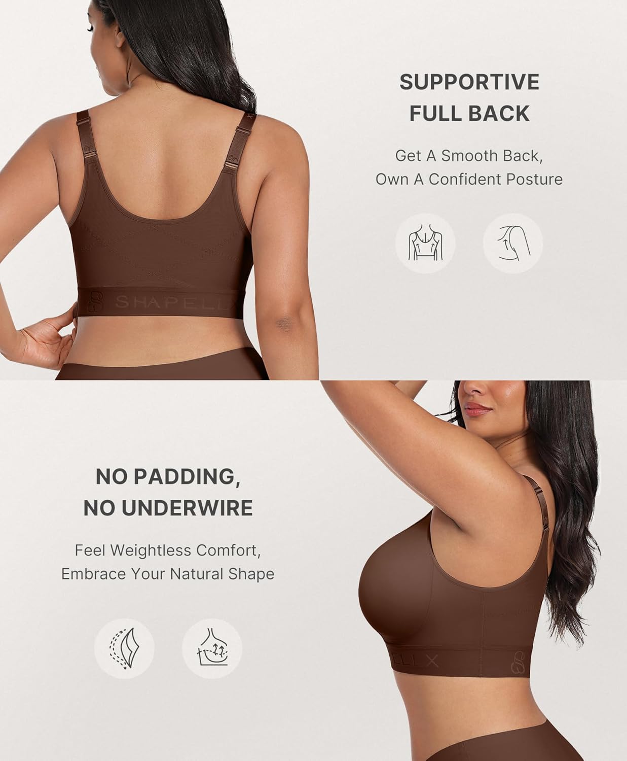 SHAPELLX Post Surgery Bras for Womem Front Closure Mastectomy Bras Wireless Compression Bra with Adjustable Straps - Image 3