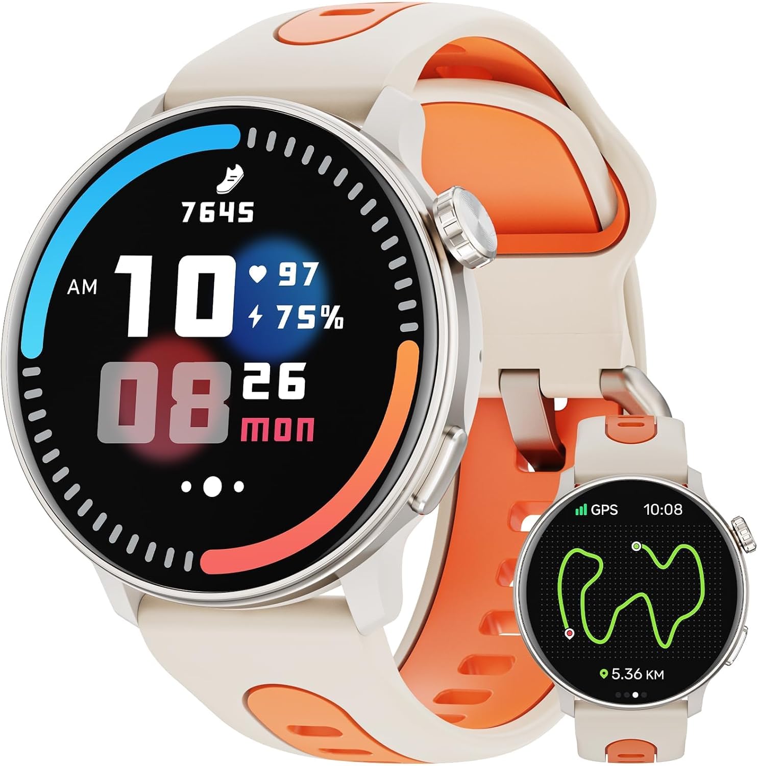 Mingdaln Smart Watches for Men Women GPS, 1.43" AMOLED Screen Smart Watch, Smartwatches Compass，Compatible with Android & iOS (Bluetooth Call Answer/Dial), Multiple Sports Modes Fitness Tracker