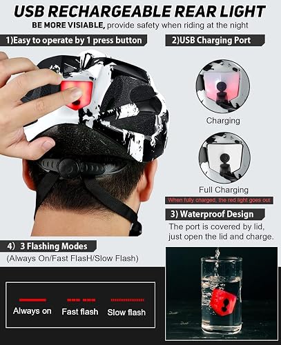 Casco de bicicleta para hombres y mujeres, casco de ciclismo ligero con luz LED, gafas magnéticas, visera solar, cascos de bicicleta de montaña y carretera para adultos, tamaño ajustable 57-62 - 3