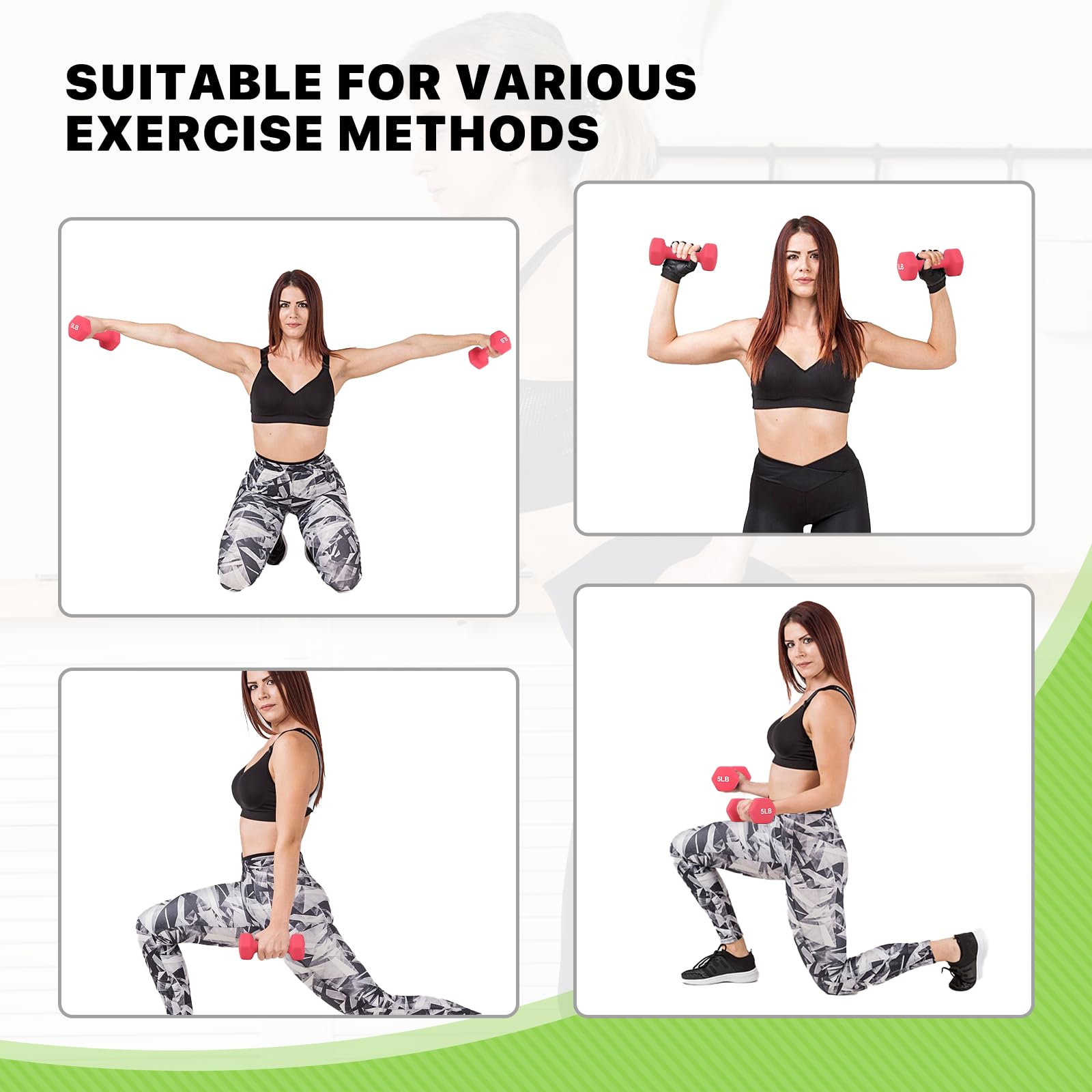 Hanteln Handgewichte Set, Neopren beschichtet Hexagon Workout Hantel für Frauen und Männer, 1, 2, 3, 5, 8, 10, 12, 6,8 kg - Paar