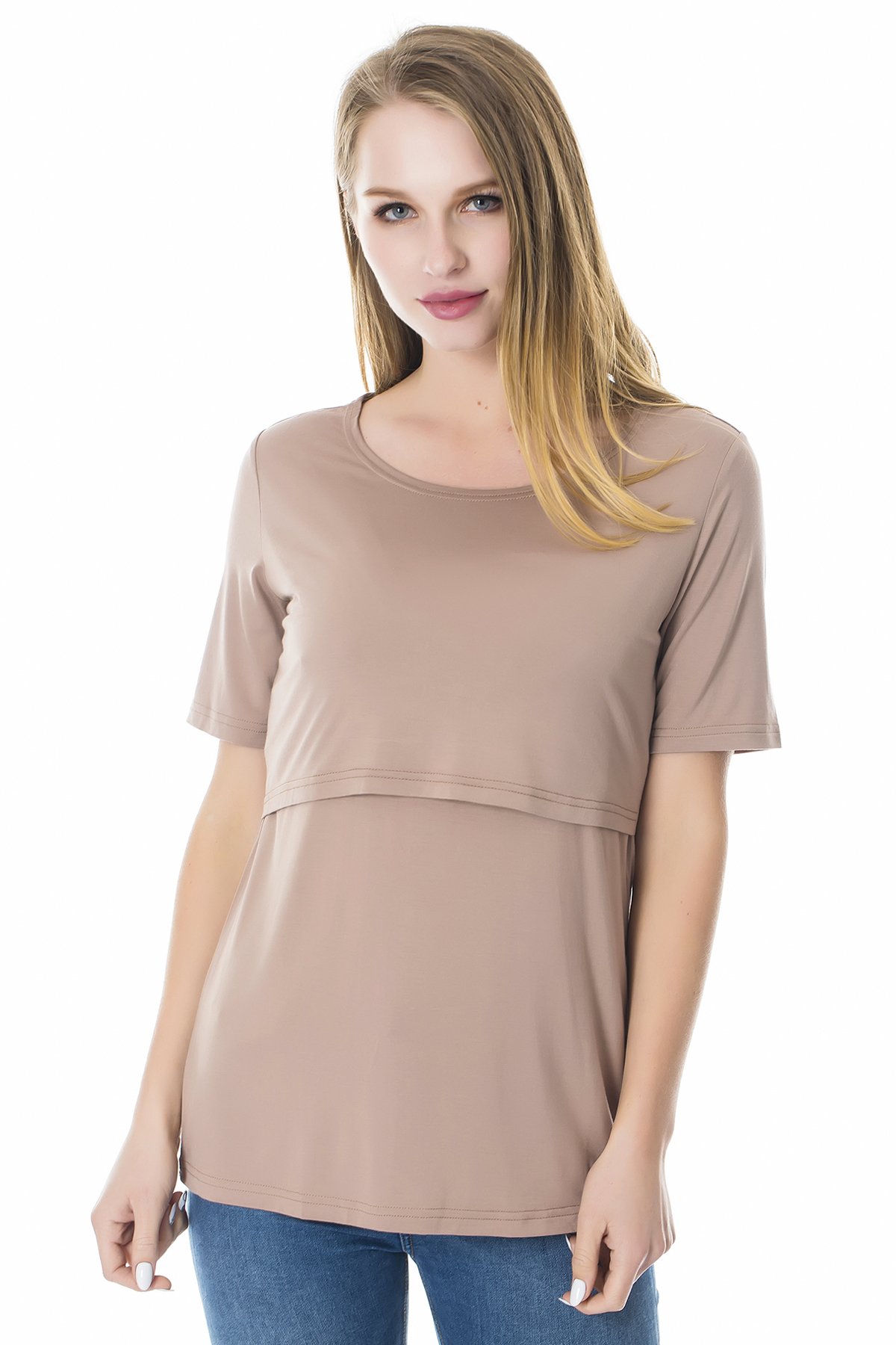 Smallshow Hauts d'allaitement pour Femmes, Chemises d'allaitement à Manches Courtes et à Superpositions