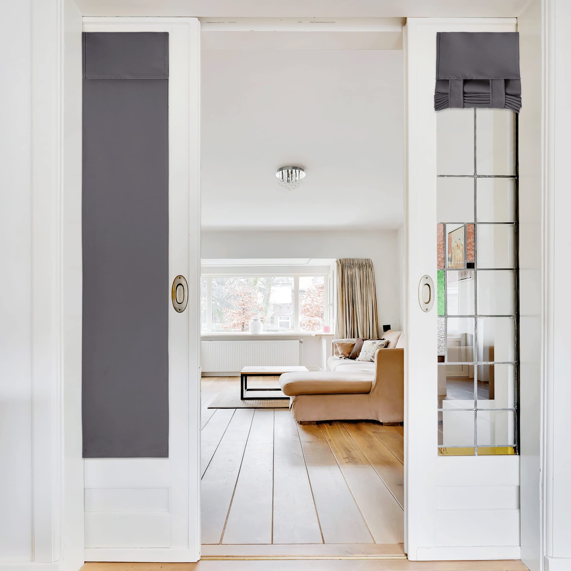 NICETOWN French Door Curtains, Privacy Room Darkening Door Curtains for Window, 12 X 72 Inch Long Thermal Insulated Soor Shade Window Sidelight Shades