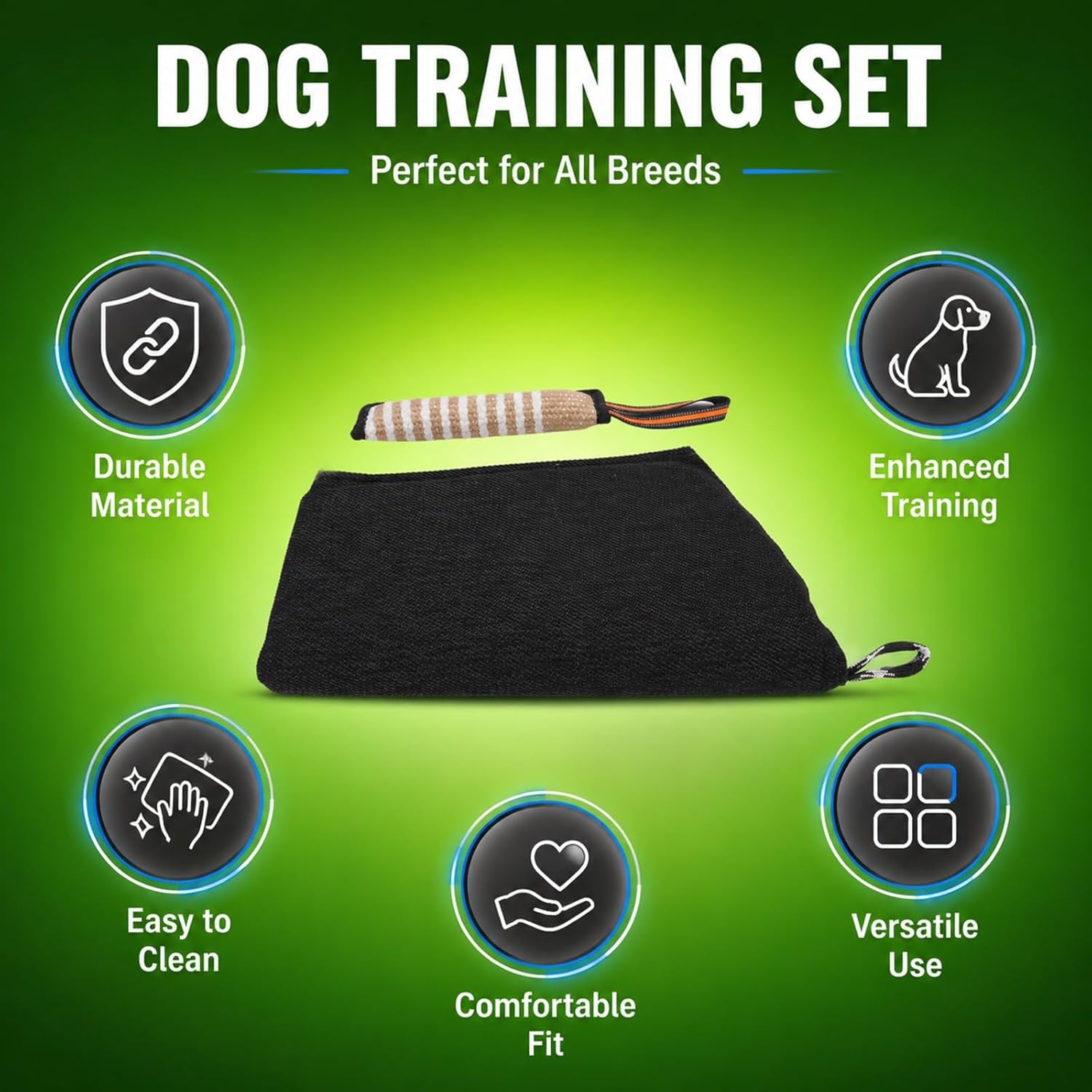 Dog Bite Sleeve Set for German Shepherd Tear Proof Protective Arm Sleeve and Training Stick - Durable K9 Bitework Equipment for Agility and Attack Protection