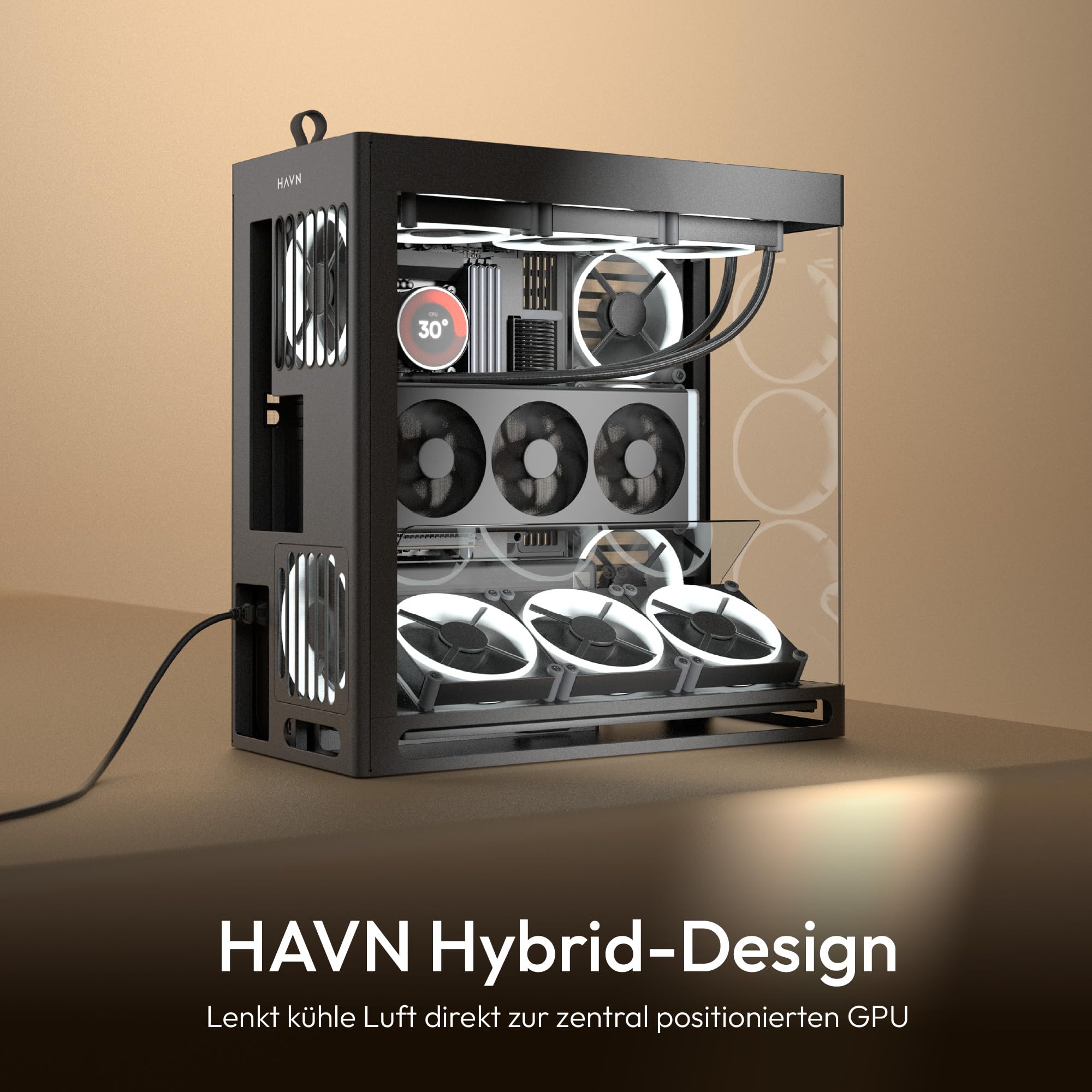 Havn HS 420 VGPU Dual-Chamber ATX Mid Tower PC Gehäuse Schwarz – Bild 2