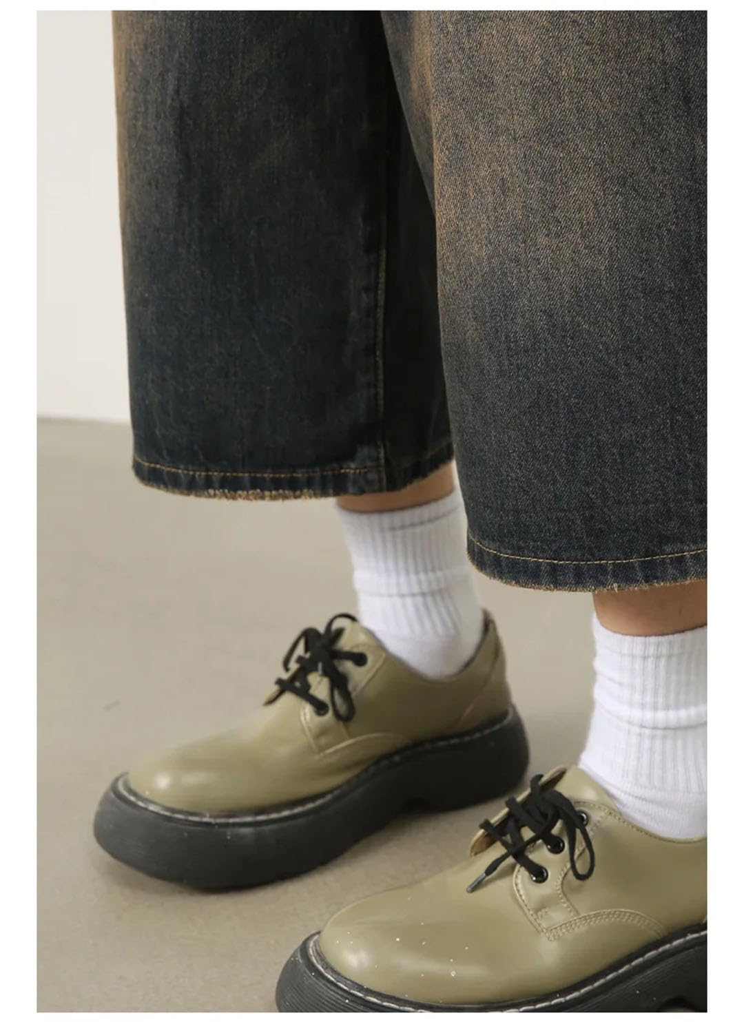 Damskie retro szerokie nogawki workowate denim Harajuku wysoka talia luźne spodenki punkowe, Niebieski retro, S