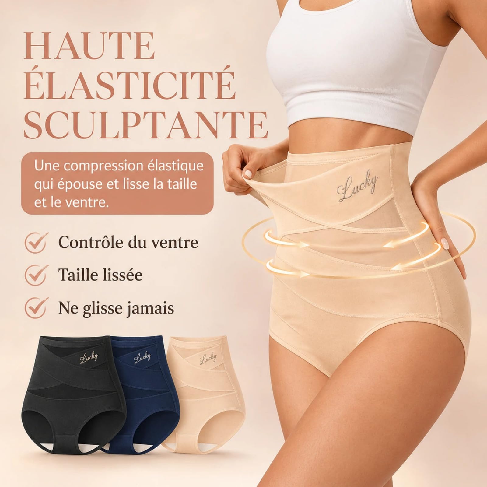 MEIION Maeline Culotte Gainante Taille Haute-Maintien Ventre Plat