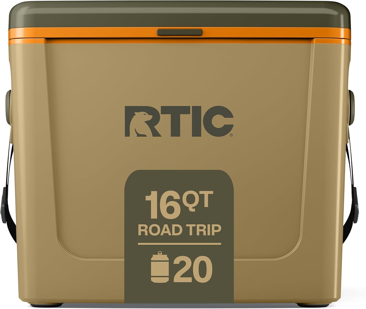 Enfriador de viaje por carretera RTIC de 16 cuartos de galón | Enfriador portátil aislado para hielo, alimentos, bebidas, playa, camping, picnic, viajes y deportes