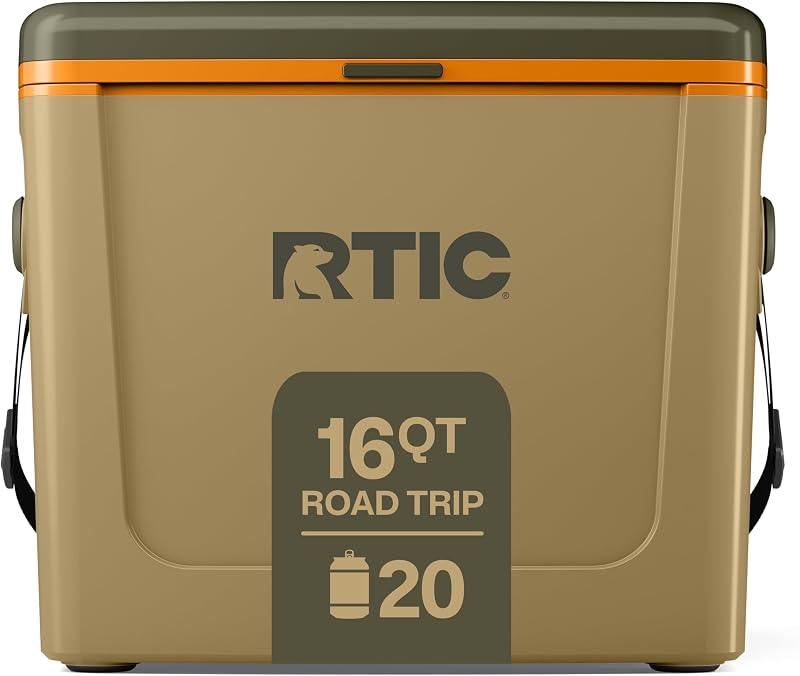 Enfriador de viaje por carretera RTIC de 16 cuartos de galón | Enfriador portátil aislado para hielo, alimentos, bebidas, playa, camping, picnic, viajes y deportes