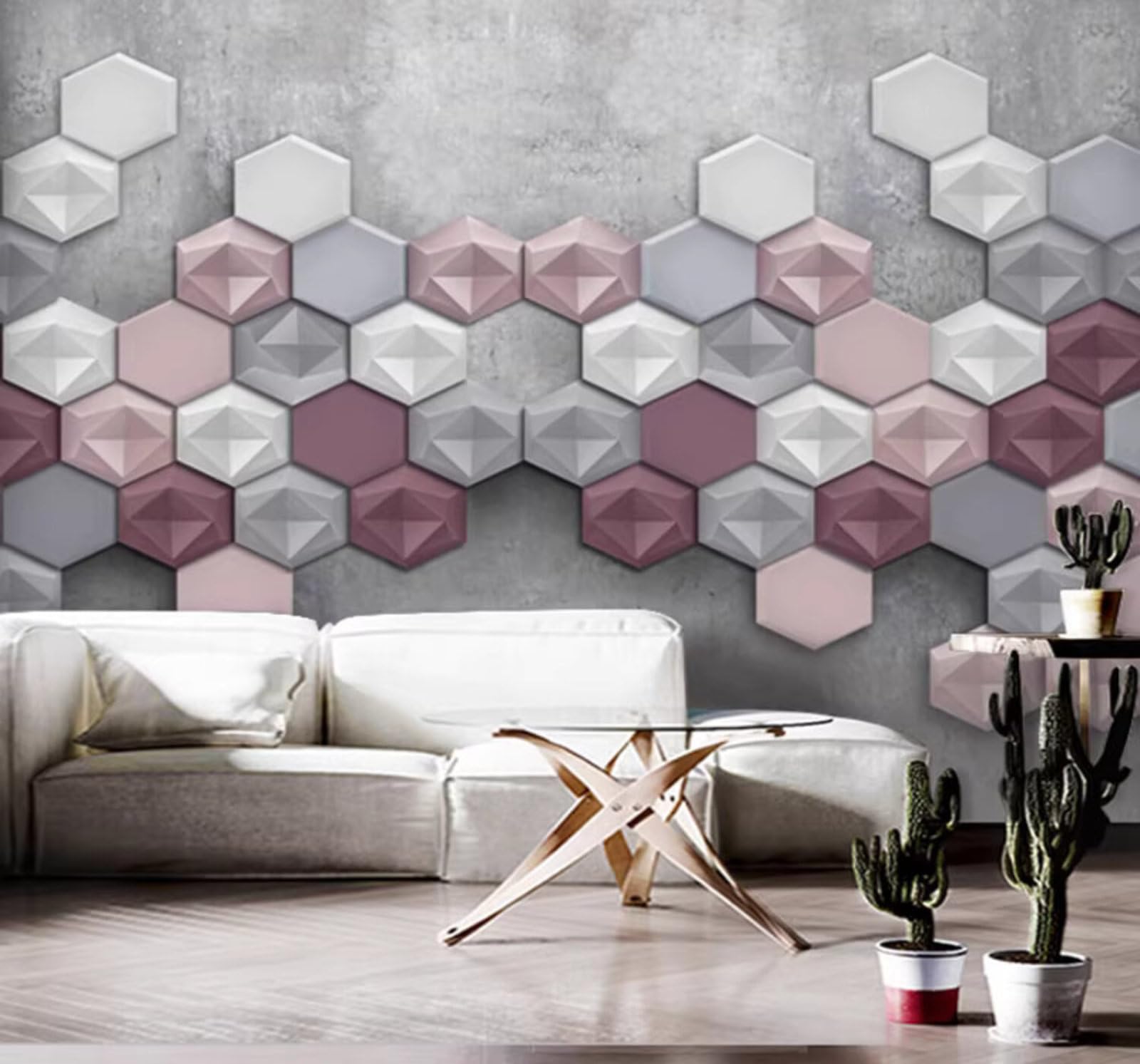Minimalist Unique Three Dimensional Hexagon Geometric Shape 3D Wallpaper Easy Install Feature Office Living Room Sofa Bedroom TV Background Wall Decoration-400cm×280cm