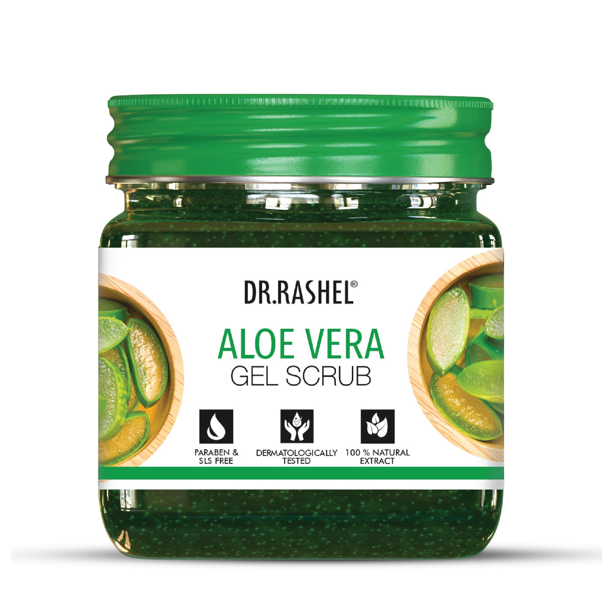 DR.RASHEL Aloe Vera Face & Body Gel Scrub for Men & Women all Skin Type 380ml | Aloevera Gel Scrub for Deep Exfoliation, Dead Skin Remover, Tan Removal & Blackhead Remover