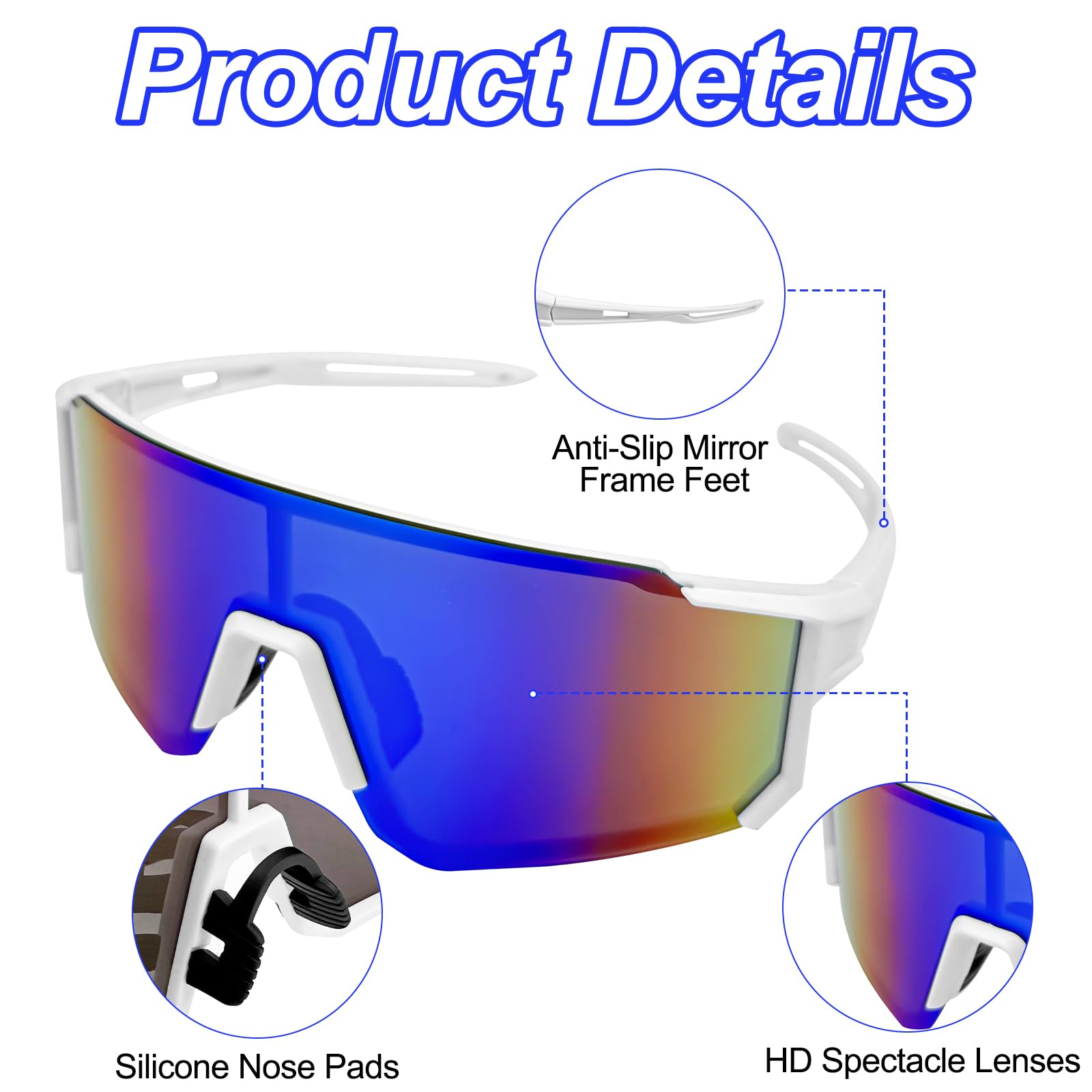 2 Pezzi Occhiali da Ciclismo Polarizzati, Occhiali da Sole da Ciclismo, Occhiali Veloci Uomo, Occhiali Ciclismo Uomo, Protezione UV400, Occhiali Bici da Corsa per Ciclismo Corsa Sci Pesca Ecc