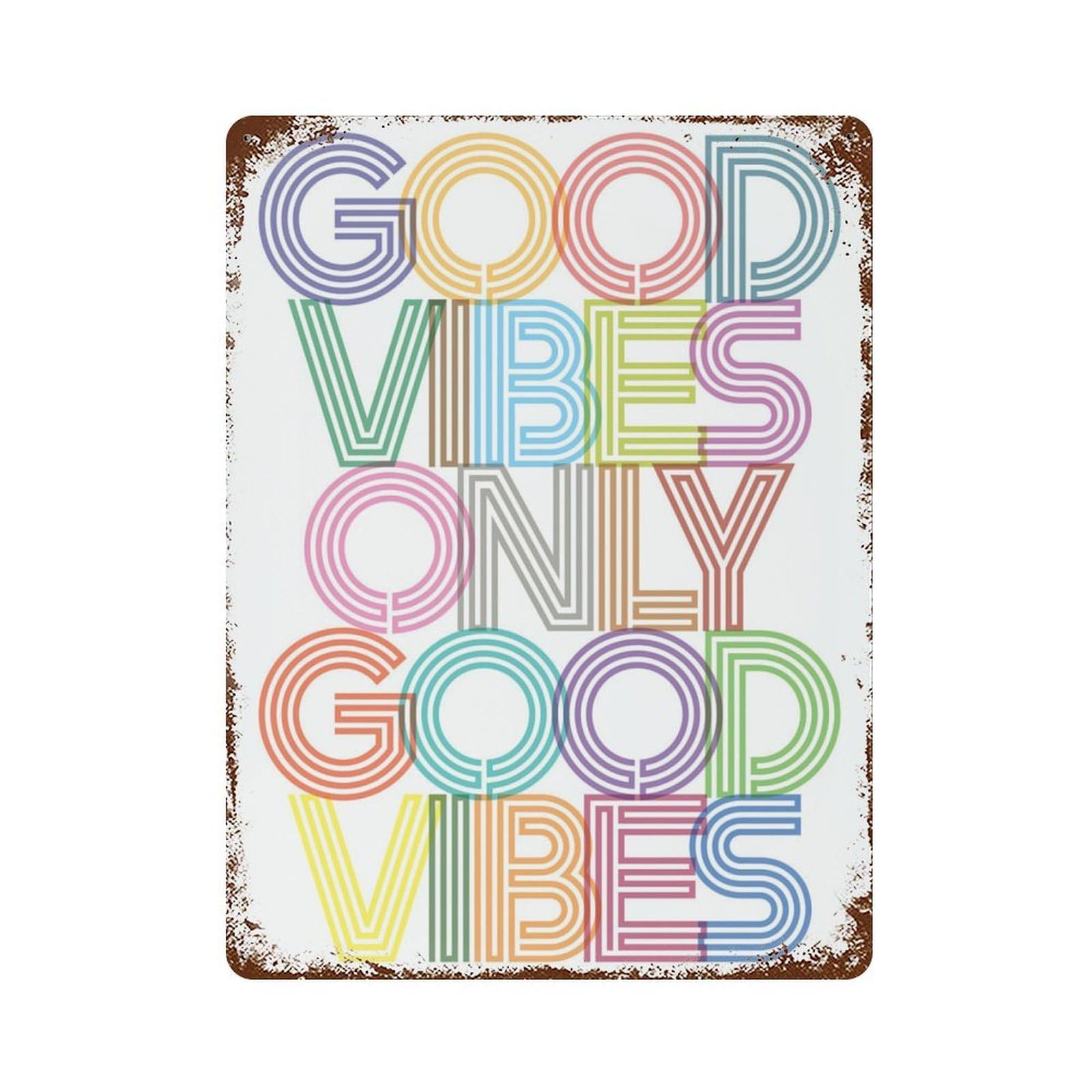 xiaoxiaoshen Good Vibes Only, Positivity Quote Prints, Office, Typography Posters, Wall Decor Art Metal Tin Poster Modern Home Decor Art Home Bar Shop Decorations Vintage Sign 40x30cm
