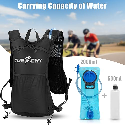 Miniatura 4 de Jueachy Chaleco para correr ligero para hombres Mochila de hidratación con vejiga de agua de 2L - Bolsa impermeable para teléfono para senderismo